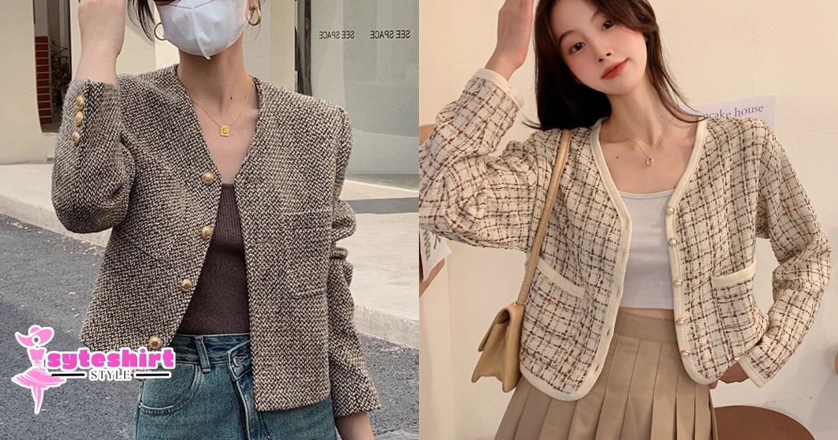 Look kasual modern dengan blazer tweed elegan